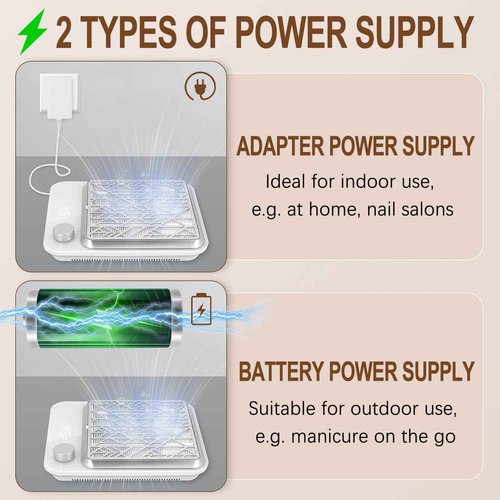 Cordless Nail Dust Collector Rechargeable, Professional Dust Collector Nail Tech Vacuum Fan Dust Collector for Acrylic Nails Dip Powder Removal Home Salon Manicures