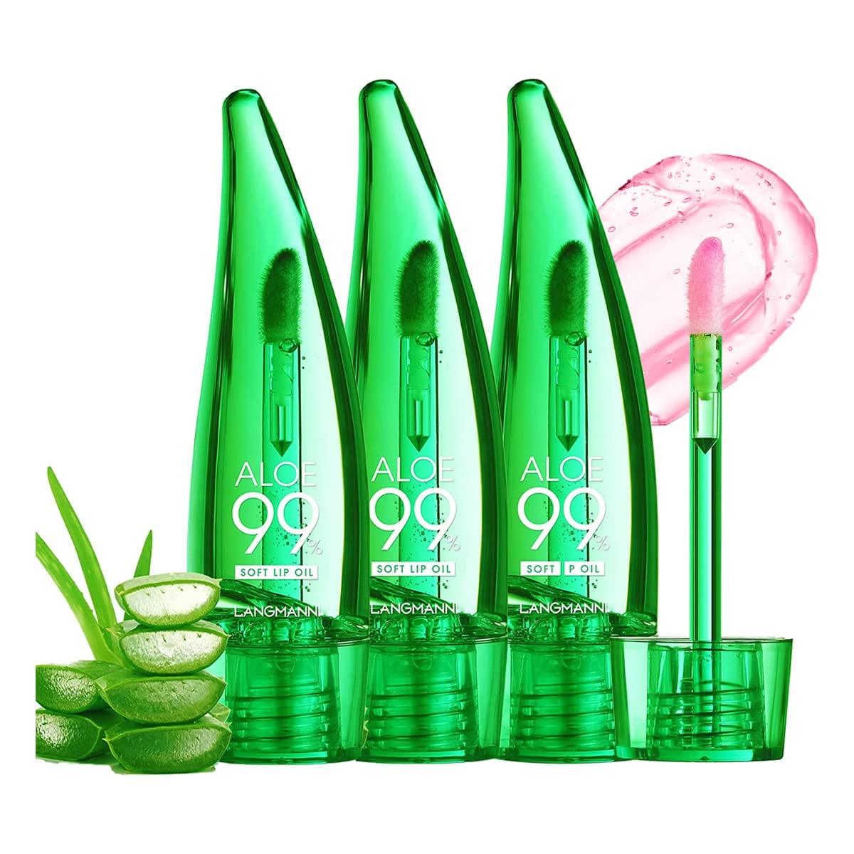 Pakivs 3 Pcs Aloe Vera Lip Gloss Set,Magic Temperature Color Change Lip Gloss Moisturizing Long Lasting Lip Stain Liquid Lipstic