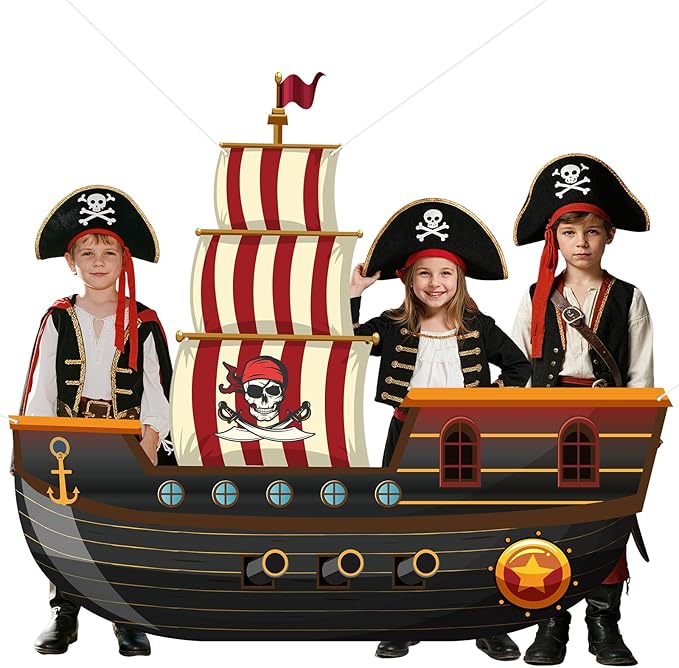 Caribbean Pirate Ship Party Backdrop Banner for Pirate Party Decorations Pirates Birthday Backdrop Sign Favors Photo Booth...