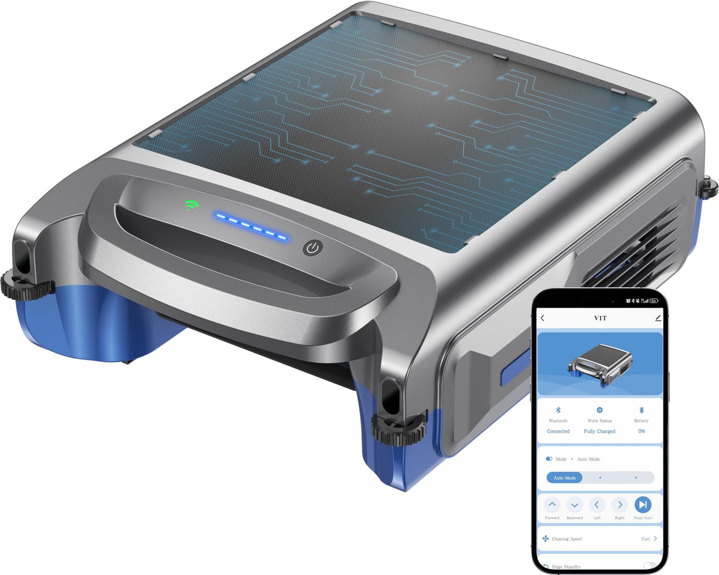 Poofata 2026 New V1T Solar Pool Skimmer, Robotic Pool Surface Skimmer Cleaner with App Control, 7L Large Basket 24/7 Cleaning Smart Obstacle Avoidance Dual Charging Options Ideal for Above Ground Pool