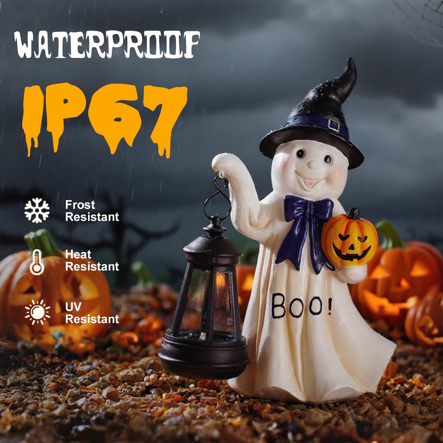 Halloween Decoration Ghost Solar Lantern Outdoor - Cute Halloween Decor for Garden Home Patio Balcony : Unique Gifts for Holiday Decorations