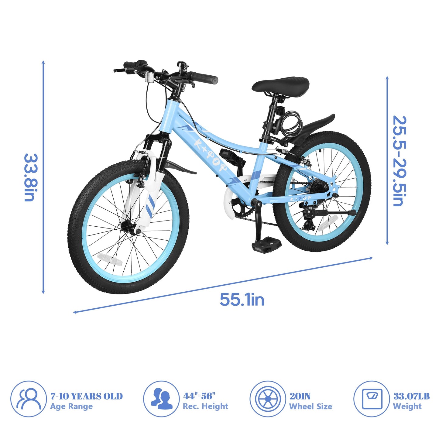 SAHISTCT 20 24 Inch Kids Bike for Boys & Girls Ages 8-12 Years,7 Speed Boys Mountain Bike Kids' Bicycles with Front Suspension and V Brakes