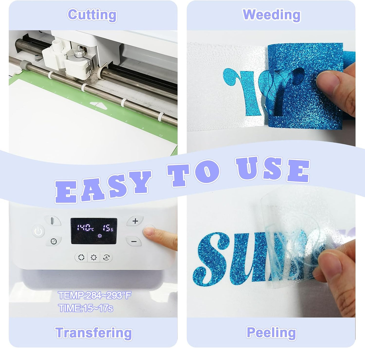 Aqua Blue Glitter HTV Sparkly Heat Transfer Vinyl – 12 Pcs 12x10Inch Iron-On Vinyl Sheets for T‑Shirts & DIY Craft Gifts, Easy to Cut & Weed, No‑Flake & Washable, Work with All Cutter Machines