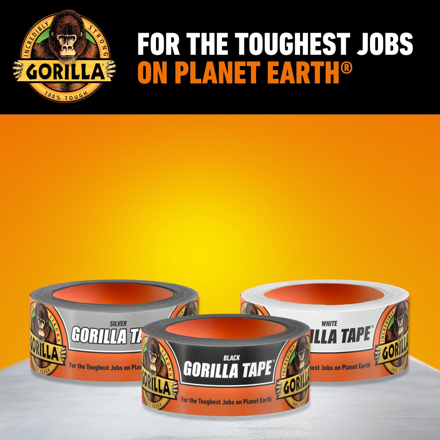 Gorilla Duct Tape, Black Tape, 1.88" x 35 yd (Pack of 1) - Heavy Duty and Weather Resistant for Indoor or Outdoor