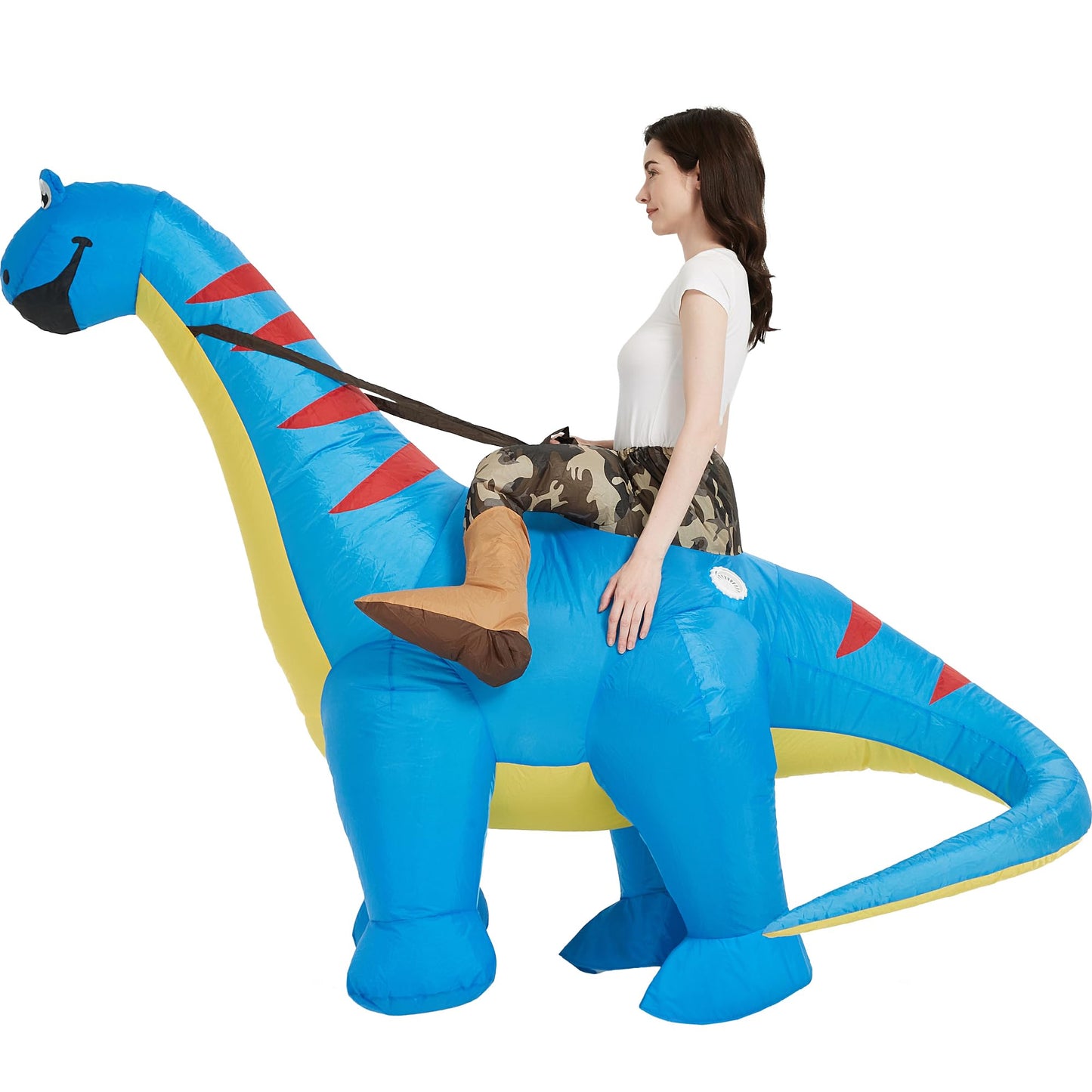 One Casa Inflatable Dinosaur Costume Riding Diplodocus T Rex Air Blow up Funny Party Halloween Costumes for Adult