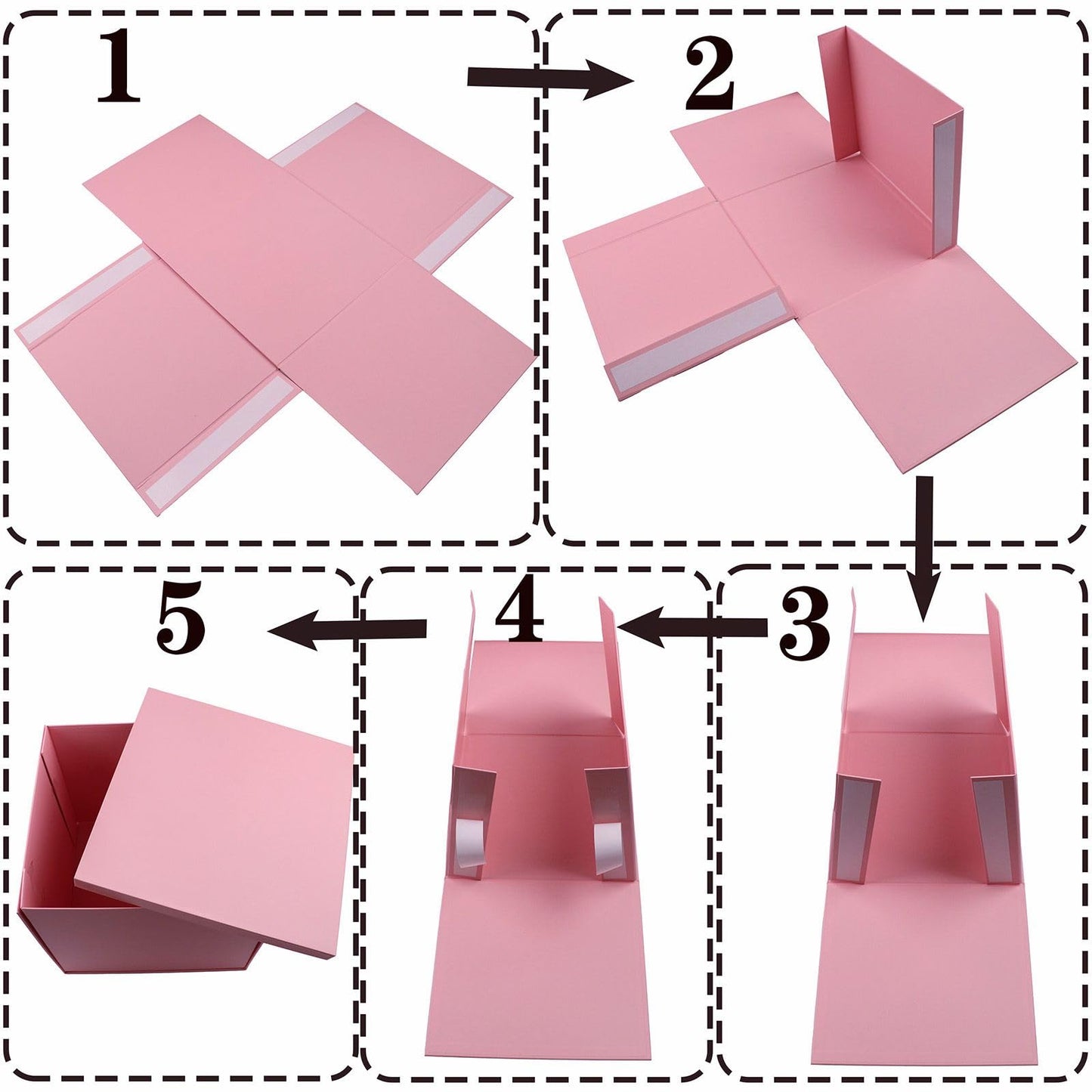 UoeRing Large Gift Box with Lid 12x12x11 Inch,Pink Gift Boxes for Presents Packaging for Birthdays,Valentine's Day,Mother's Day,Christmas with Ribbon Card Envelope Shredded Paper Fill (Matte Pink)