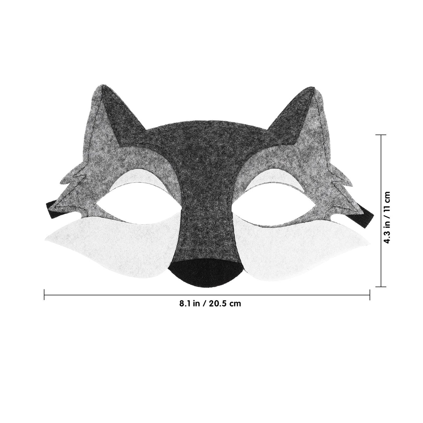 NUOBESTY 3PCS Wolf Mask Masquerade Animals Felt Half Face Mask for Kids Halloween Dress-up Party Supplies (Grey)