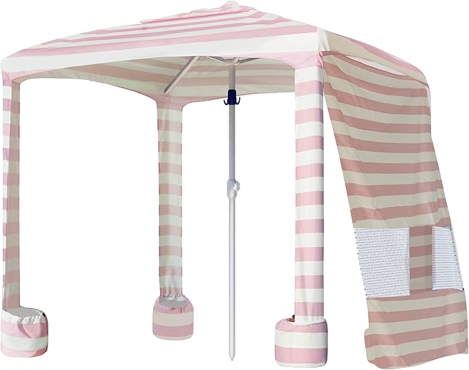 AMMSUN Beach Cabana, 6.2'×6.2' Beach Canopy, Easy Set up and Take Down, Cabana Tent with Sand Pockets, Instant Sun Shade w...