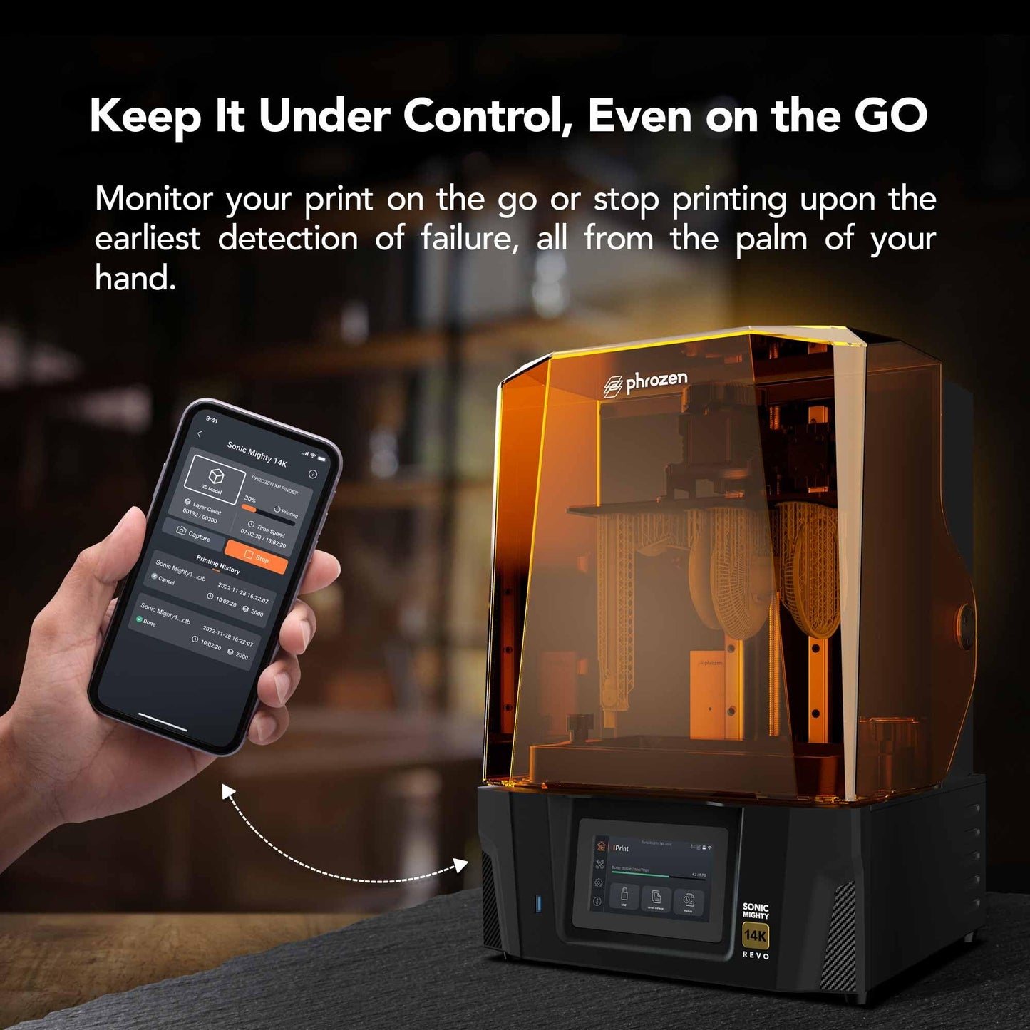 phrozen Sonic Mighty Revo 14K LCD Resin 3D Printer, 10.1" Monochrome LCD, Tabletop 3D Printer with 16.8*24.8µm XY Resolution, 8.8*5.0*9.3 Inch Printing Volume for Models, Miniatures & Action Figures