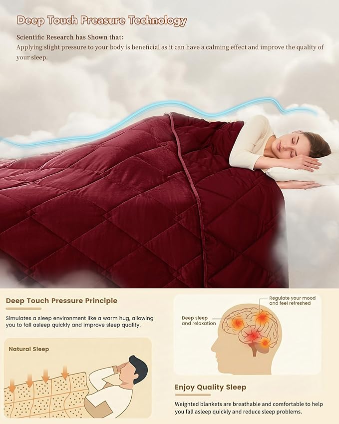 L'AGRATY Queen Size Weighted Blanket for Adults 15lbs, 60"x80" — Cooling Breathable Heavy Blanket with Glass Beads for Sleeping Perfect for Hot Sleepers & Couples Machine Washable All-Season Pink