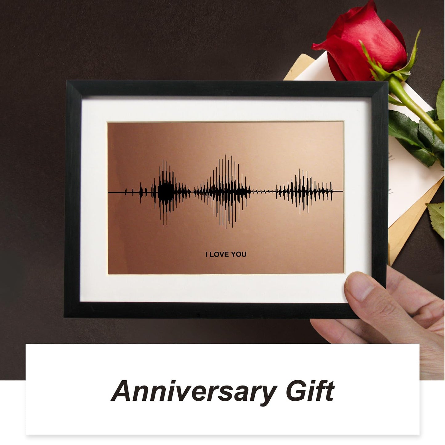 I Love You Soundwave Art, Visible Voice Print, Bronze 8th Anniversary Gift for her or him, Wife Gift from Husband, Husband Gift from Wife, Valentines Day Christmas Gift