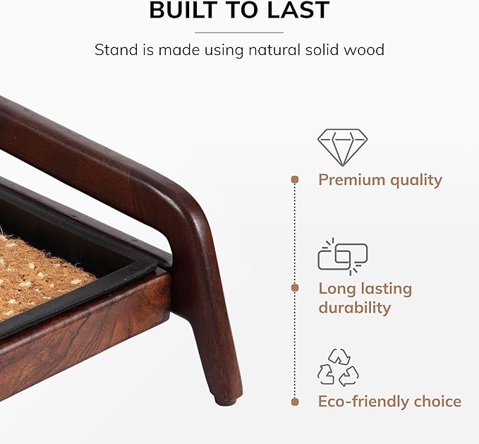 Anji Mountain Heavy Duty Waterproof Wooden Shoe Storage Mat Organizer/Boot Storage Tray Multi Use for Entryway with Coir, Tan and Khaki Insert, 1 Tier, Fits 3 Pair (36.5" Wide)