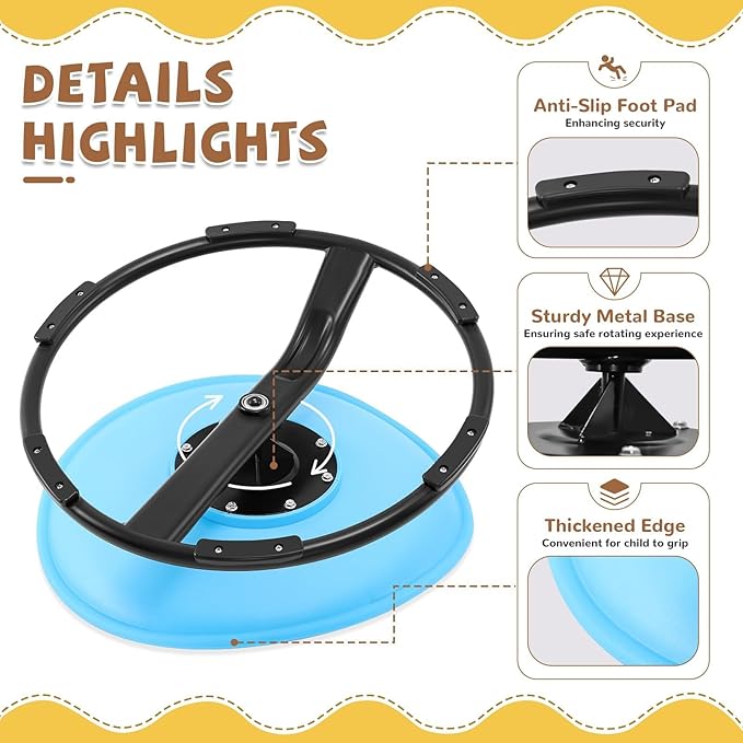 Zhenx Spinning Chair for Autistic Kids (Ages 3-18) - 220LBS Capacity Sensory Swivel Seat - Sensory Toy for Teens with ADHD/Autism - Sit and Spin Calming Gift to Improve Focus & Body Balance (Blue)