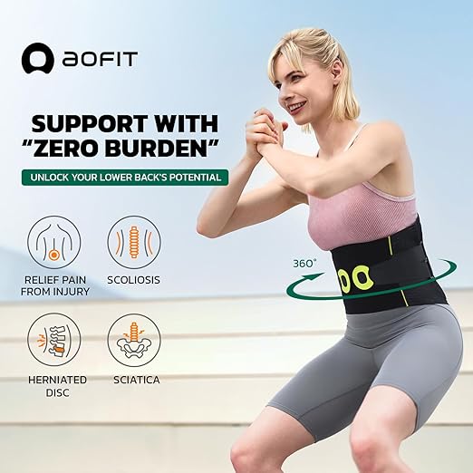 aoFIT Back Brace for Men Lower Back Pain Women Relief with 360-Degree Biochemical Hug Support without Suspenders Back Support Belt Soft Breathable Fabric Lumbar Support for Herniated Disc Sciatica L