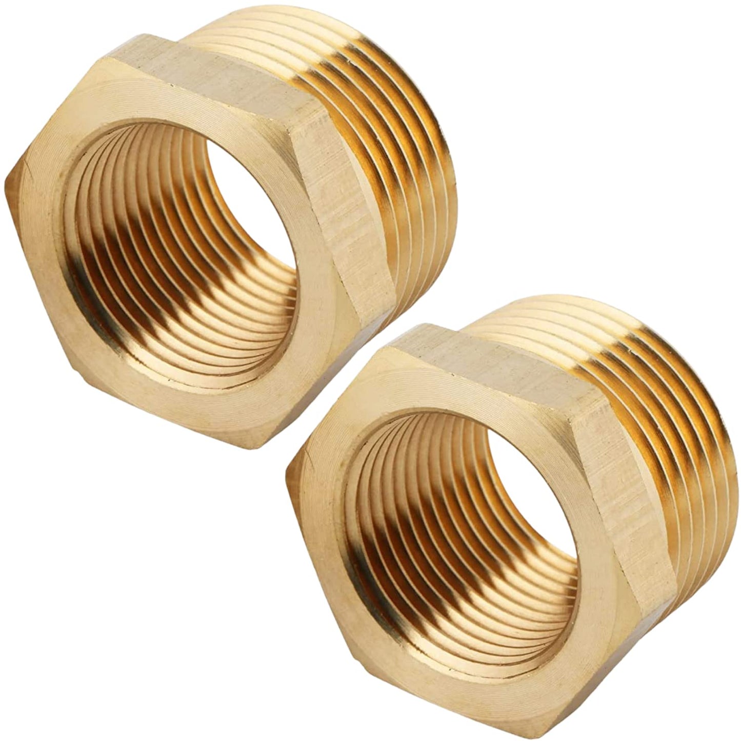 2pcs 1" NPT Male x 3/4" NPT Female Brass Reducer Hex Bushing Threaded Fitting Adapter by CX WONDERLAND