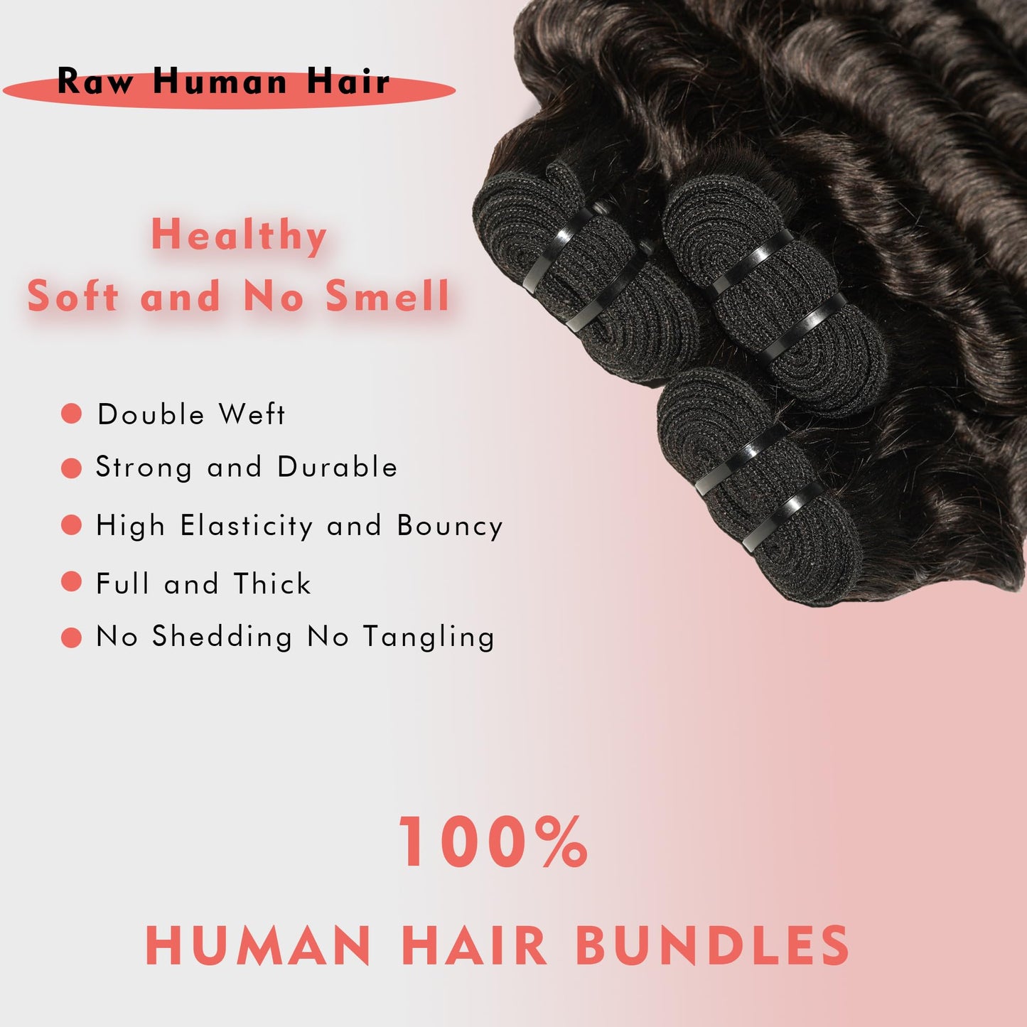 VipHonor 15A Raw Human Hair Bundles 18 20 22 Inch Deep Wave Bundles Human Hair, Indian Virgin 100% Human Hair Bundles Triple Lif