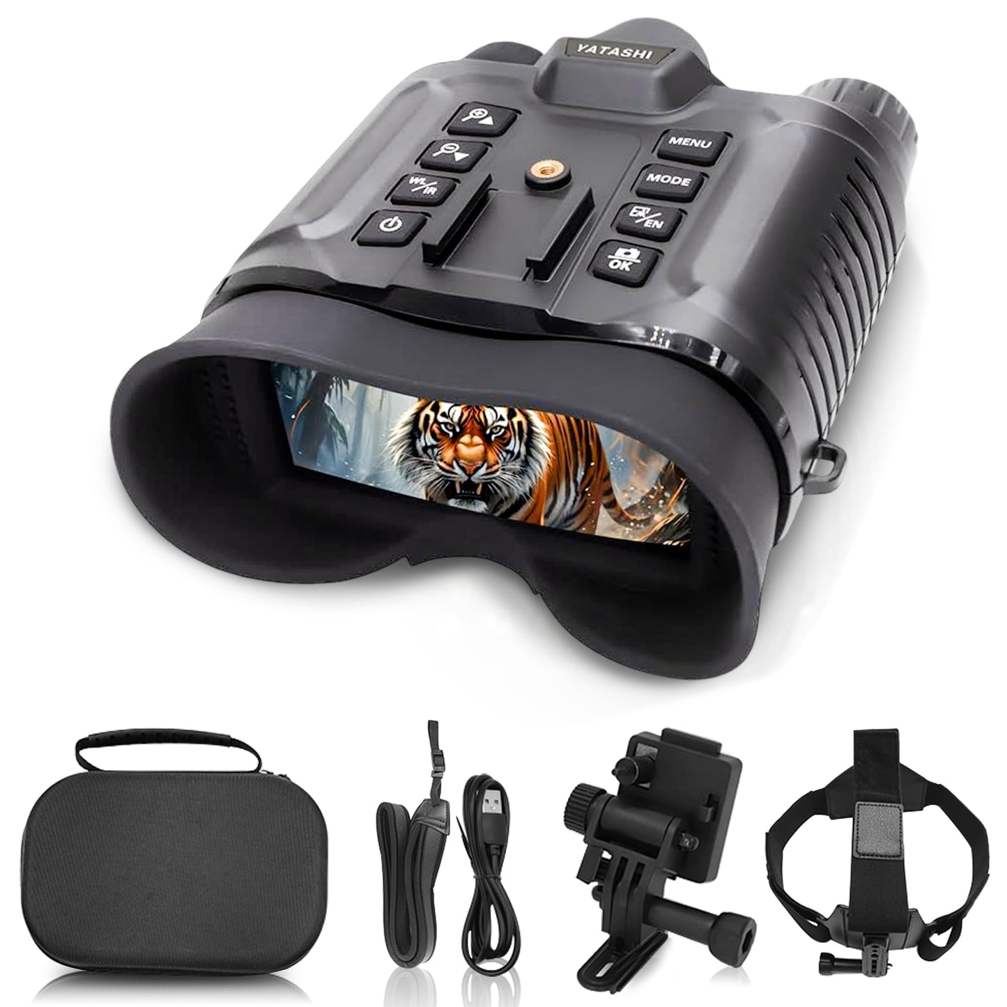 Night Vision Goggles with Light, Helmet Mounted – Digital Binoculars with Camera, 4K Video, 8X Digital Zoom, 400m Range, 4 Color Modes, IR Illumination