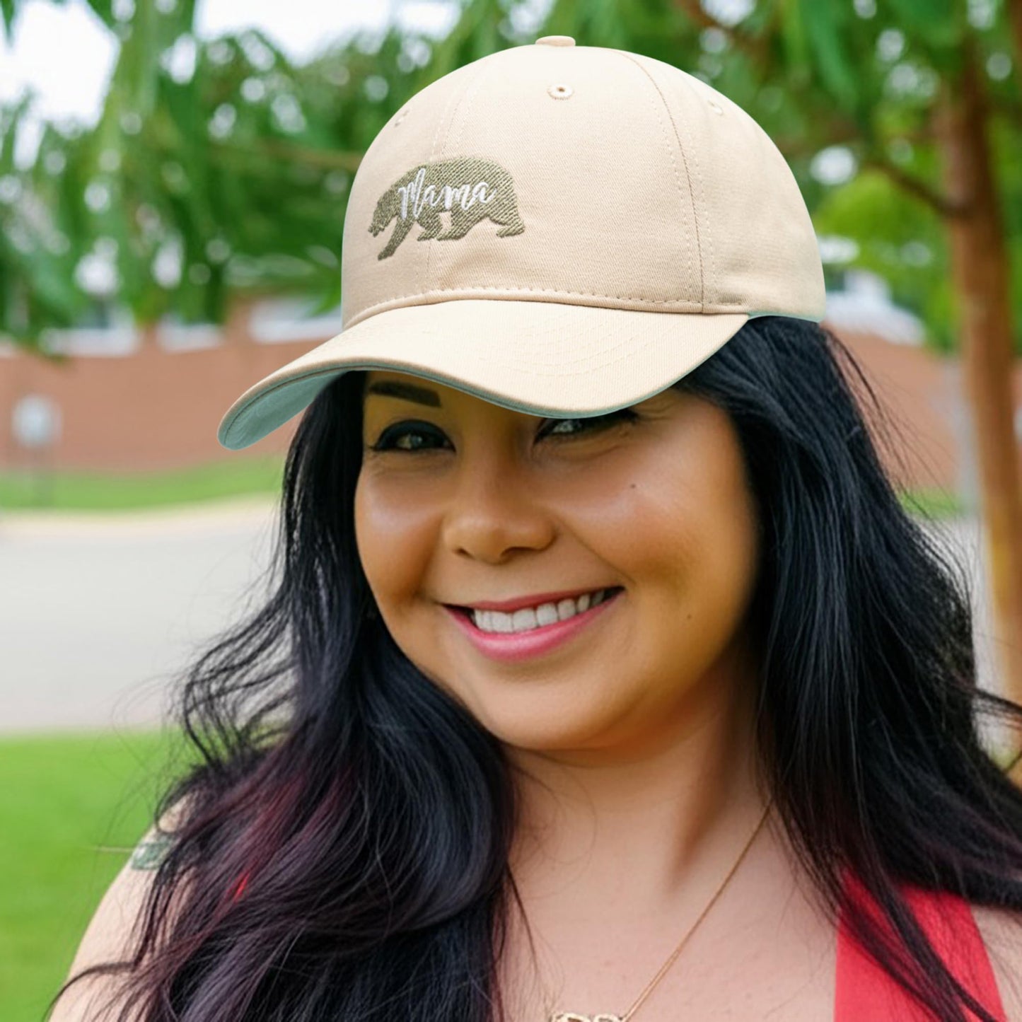 KOLWOVEN Mama Bear Embroidered Baseball Cap, Stylish Distressed Hat for Women, Perfect Mother's Day or Birthday Gift for Mom (US, Alpha, One Size, Cream)