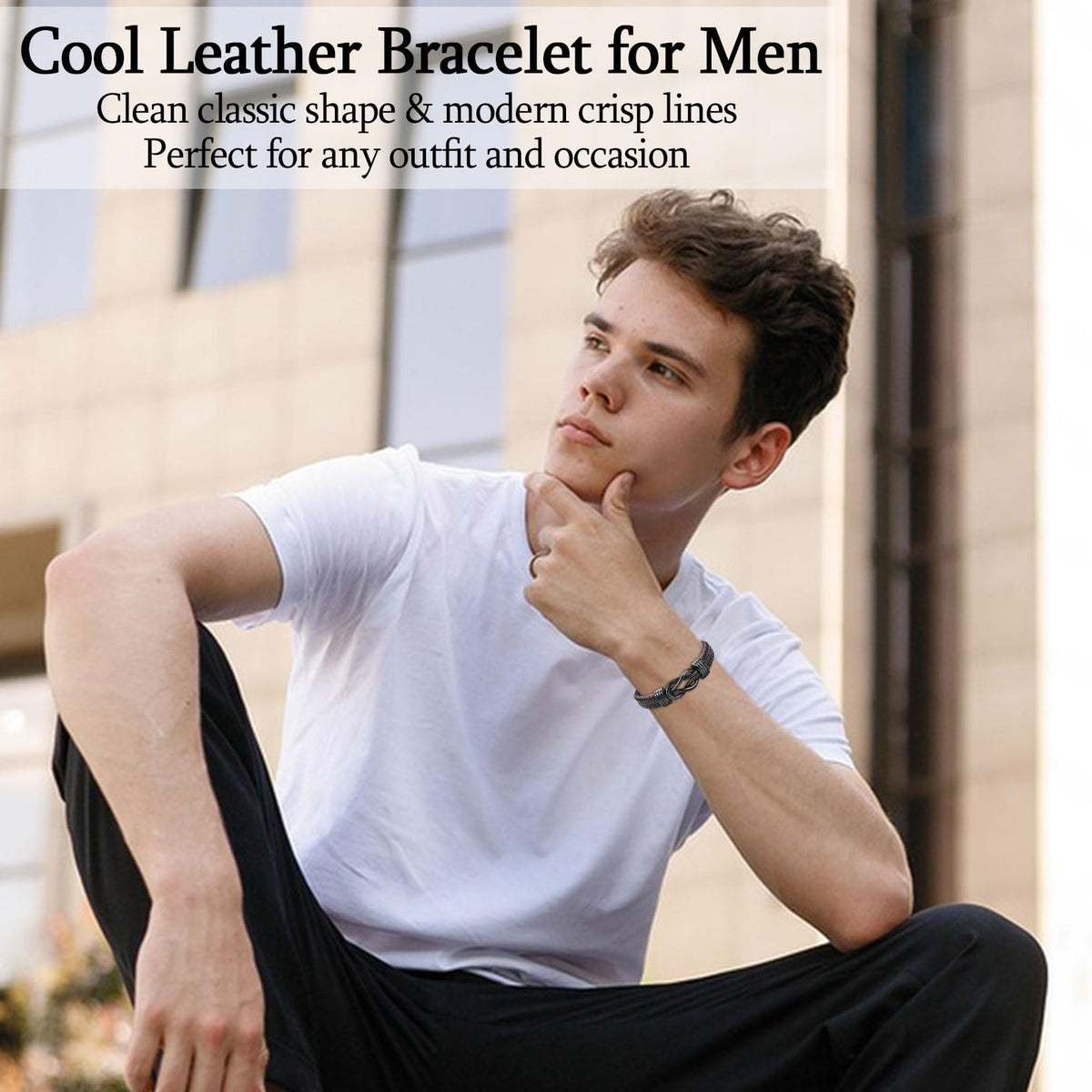 WIKHIA Gifts for Brother from Brother Sister, Cool Infinity Leather Bracelet Christmas Birthday Jewelry Present Ideas for Men