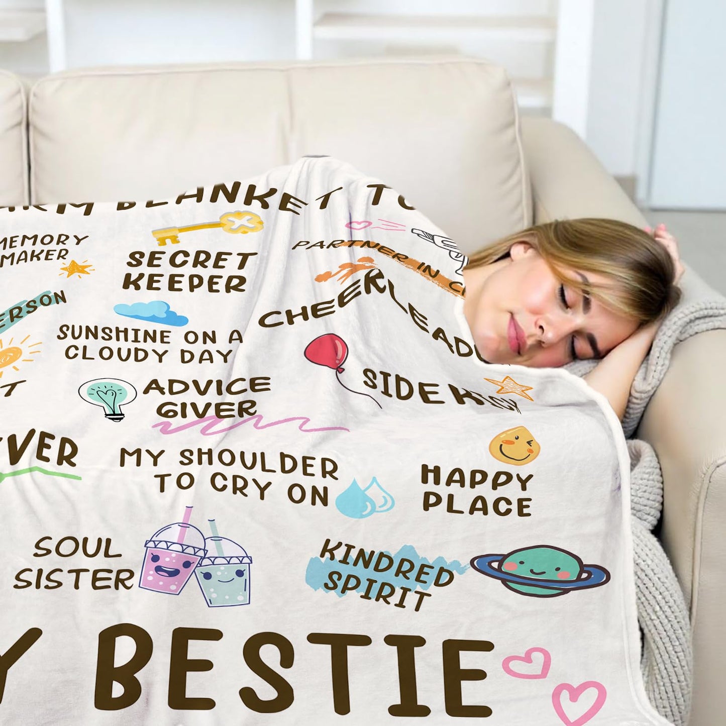 Best Friend Blanket, Best Friend Birthday Gifts for Women, Friendship Gifts for Woman, BFF - Work Bestie&Coworker Leaving Gift Ideas, Christmas day for BestFriend Coworkers, Bestie blanket 60"x 50"