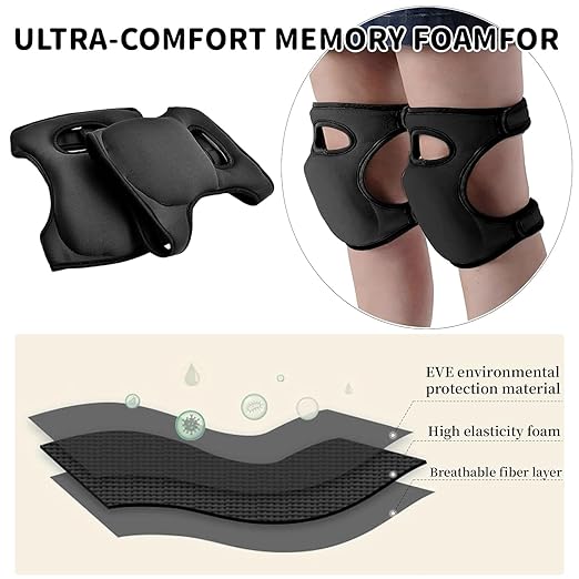 Knee Pads for Gardening - 1.5+1.5cm Dual-Layer Gel-Foam, Non-Slip, Waterproof & Breathable for Joint Support | Heavy Duty Kneeling Pads for Weeding, Floor Scrubbing, Tile Work (Black)