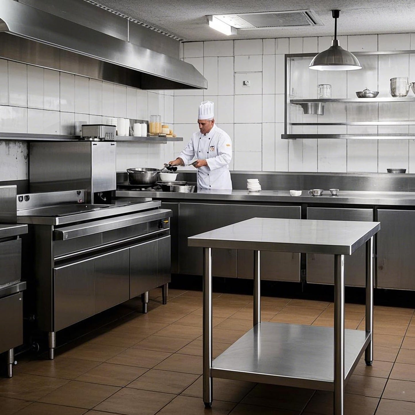 HXCFYP Stainless Steel Table Stainless Steel Table for Prep & Work 36 x 24 Inches with Backsplash and Knife Block for Restaurant, Home and Hotel