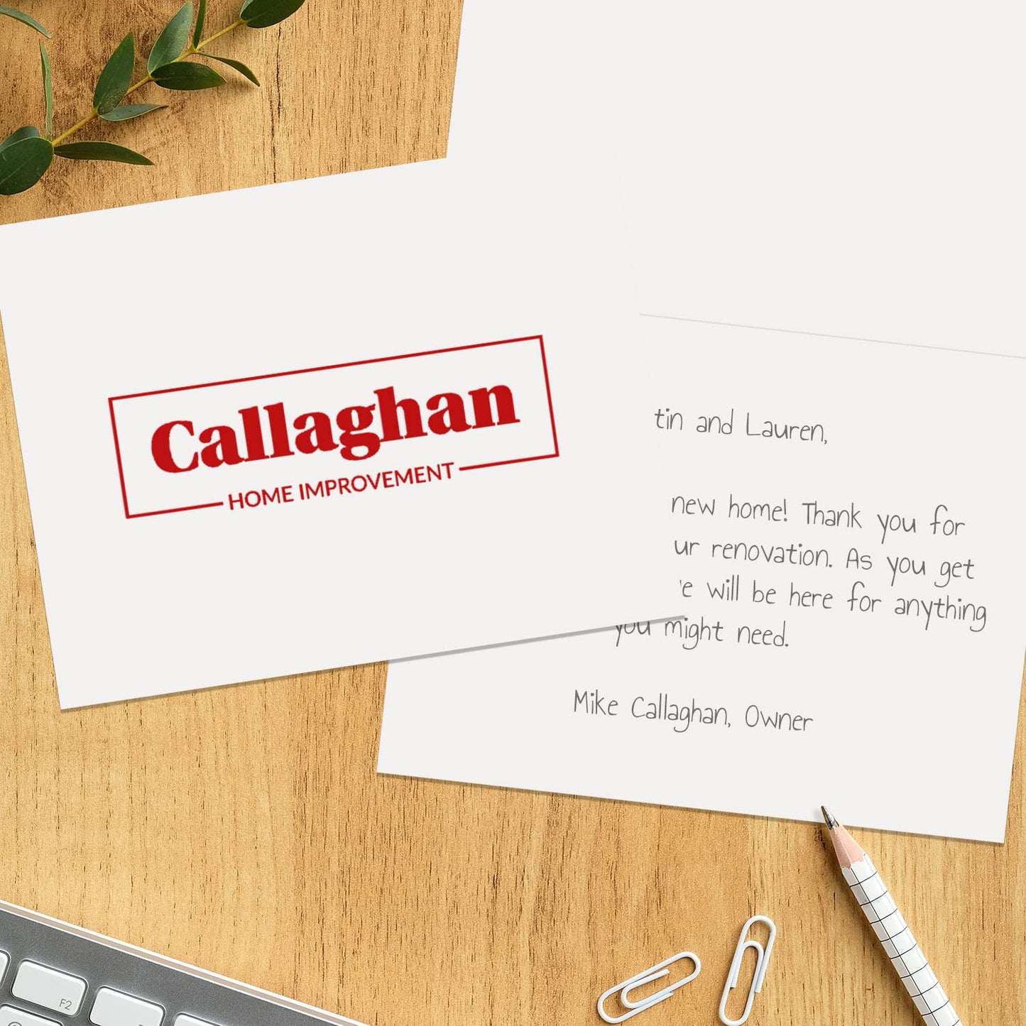 Personalized Logo Cards / 100 Custom Design Business Thank You Trademark Note Cards With White Envelopes / 4 1/4" x 5 1/2" Bulk DIY Full Color Monogram Business Greeting Cards / Made In The USA