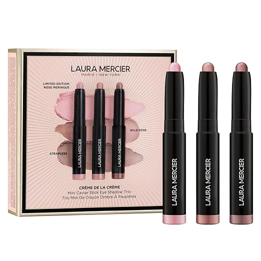 Laura Mercier Caviar Stick Cream Eyeshadow, Crème de la Crème Mini Caviar Stick Trio, 24HR Wear, Long Lasting, Rich Color,...