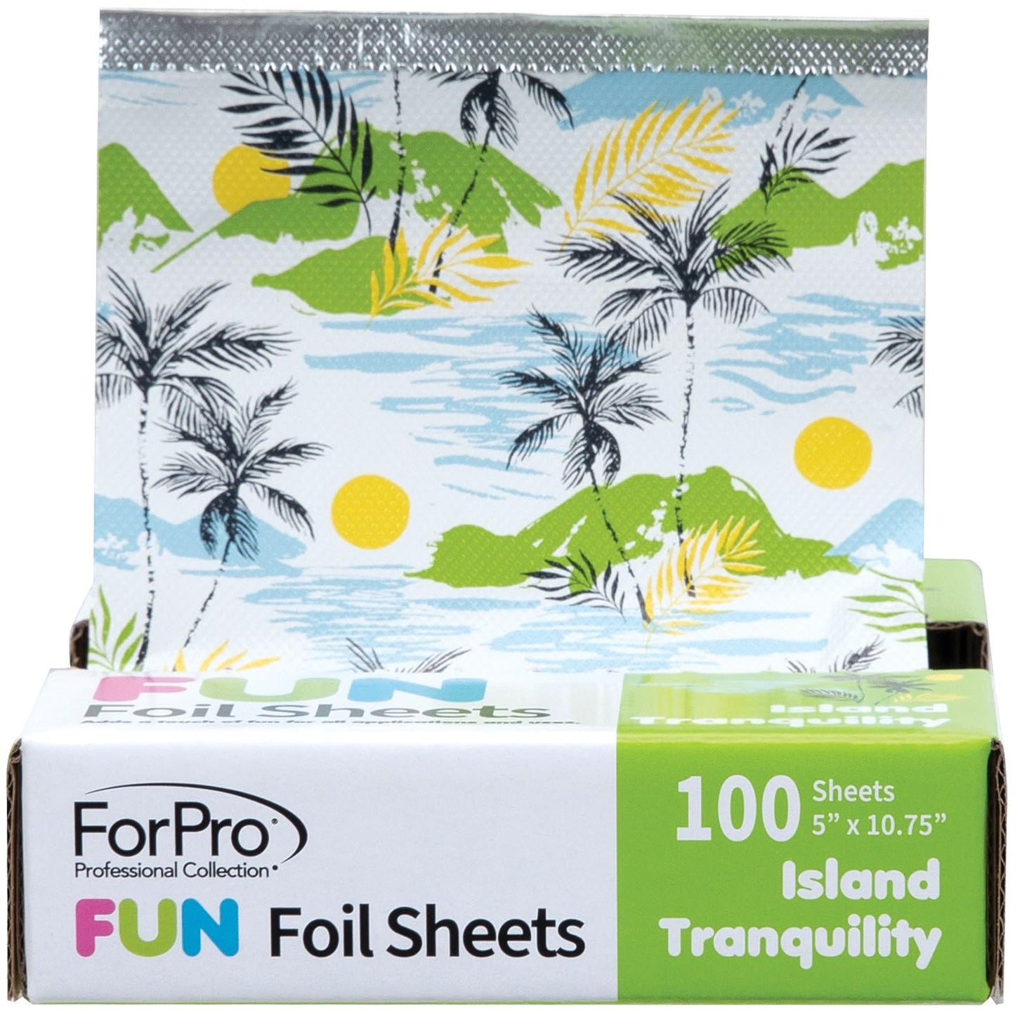 ForPro FUN Island Tranquility 5 Foil Sheets, Aluminum Hair Foils for Color Application and Highlighting Services, Food Safe, Pop