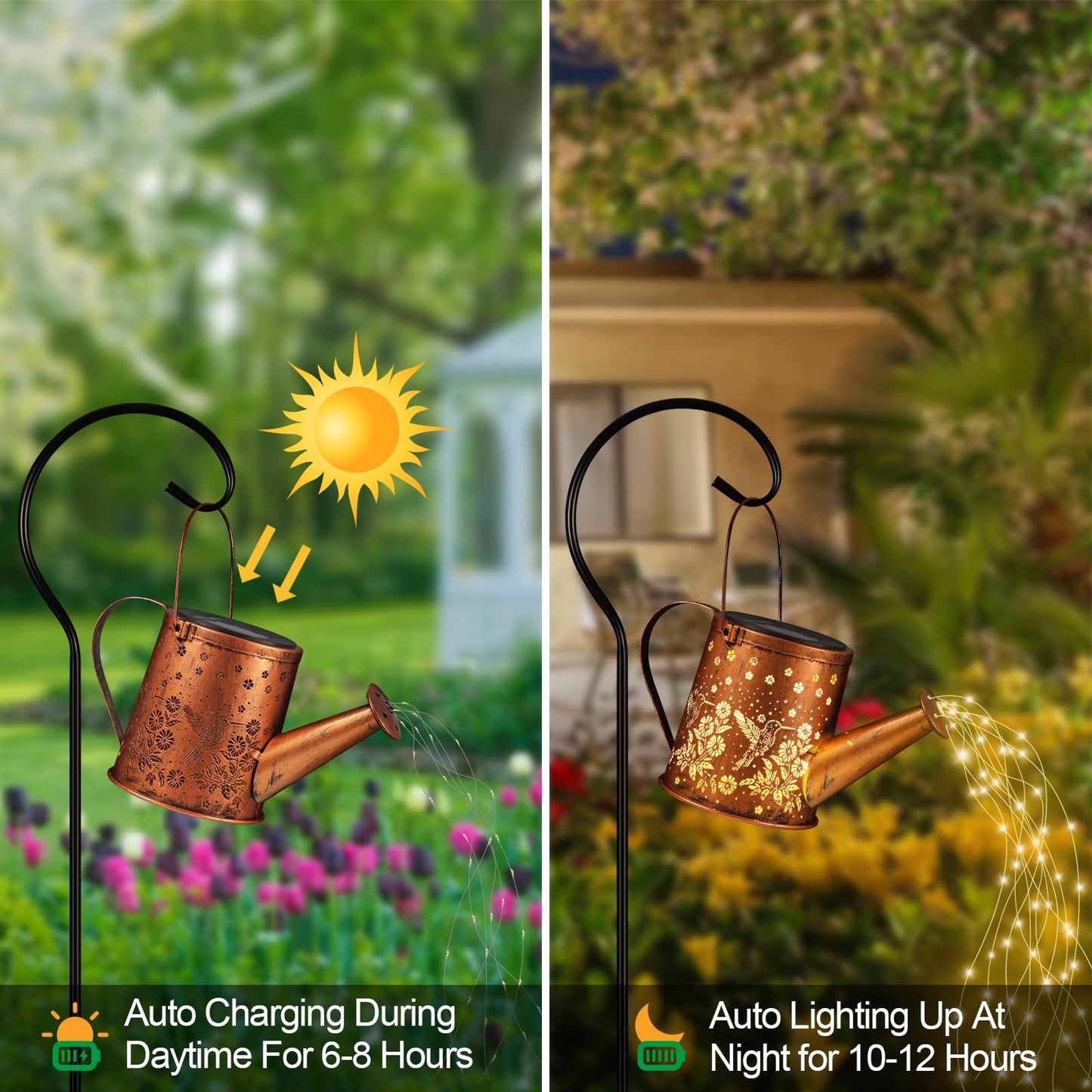 Solar Watering Can Light, Solar Powered Hanging Lantern Landscape Lights, Decorative Garden for Yard Waterproof Garden Decor, Gifts for Mom, Grandma（Hummingbird）