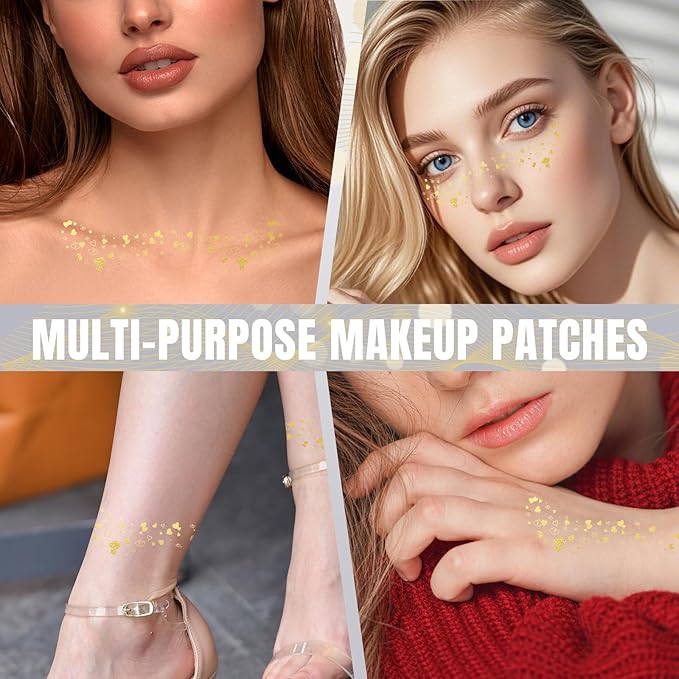 Glitter Freckles - Silver Makeup Patches, 6PCS Temporary Face Glitter, Water-Repellent Face Glitter for Kids, Temporary Glitter Freckles Face Tattoo, Faux Fake Freckles, Beauty Face Jewels for Women
