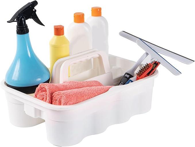 Matthew 3 Pack Large Plastic Tote Tool & Deluxe Supply Cleaning Caddy w/Handle Portable Shower Basket Storage Caddy for Cleaning,Take-Out Drink,Bathrooms - Black&Gray&White
