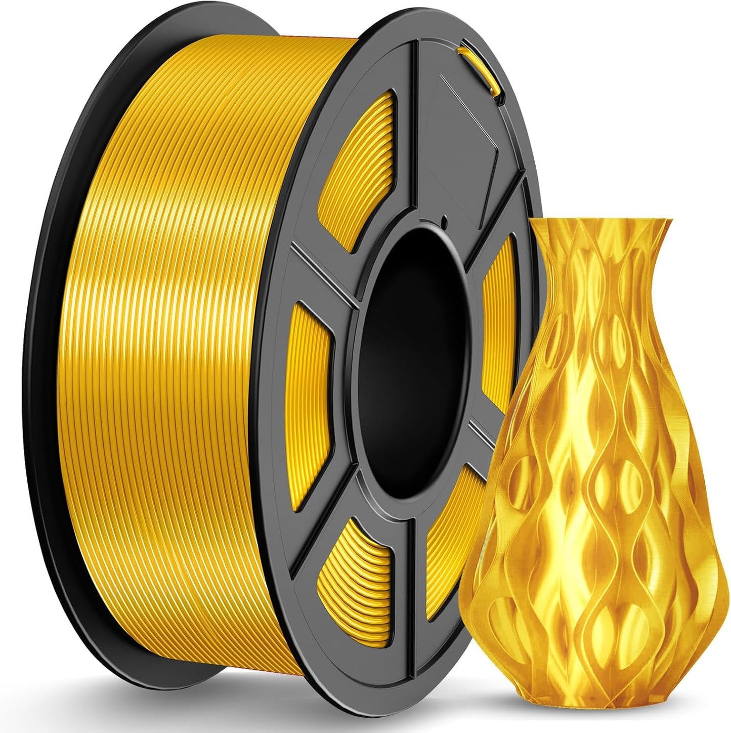 JAYO Silk PLA Filament 1.75mm Gold 1.1kg, Metal-Like Shiny PLA, Smooth Silky Finish, Easy to Print, Accuracy +/- 0.02mm, Fits fo