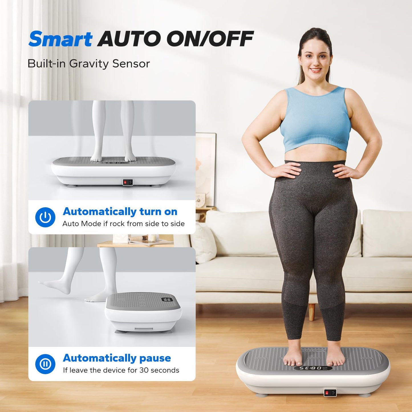 MERACH Vibration Plate Exercise Machine, Vibration Plate 440 Lbs Capacity, Bluetooth and Silicone Pedal, Stimulate Deep Fat, Vibration Plate for Lymphatic Drainage, Vibrating for Weight Loss (White)