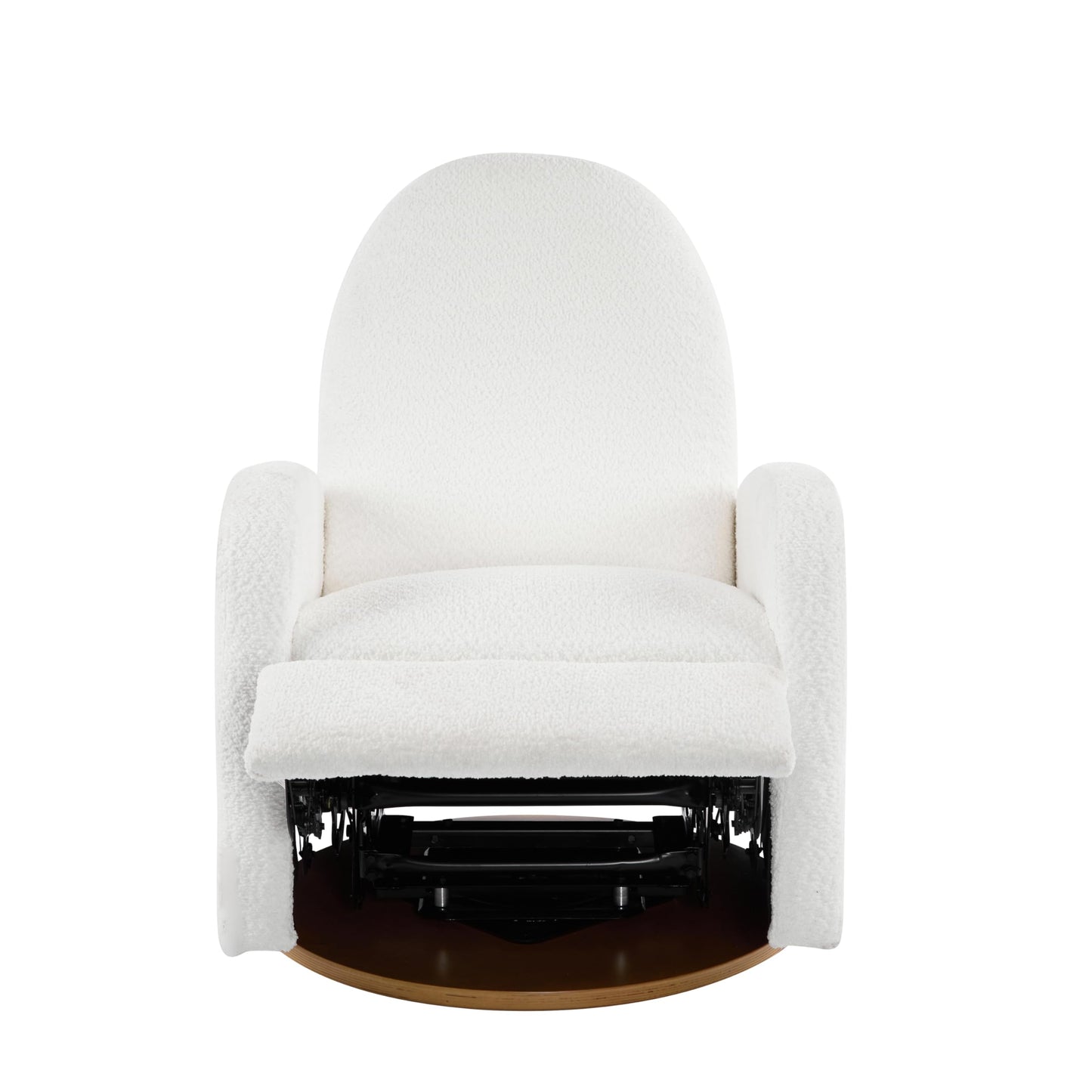Christopher Knight Home Sidney Boucle Fabric Upholstered 360° Swivel Chair, Push-Back Recliner, Solid Wood Glider Recliner with Rotation, Living Room Lounge Chair, Adjustable Backrest, Milky White