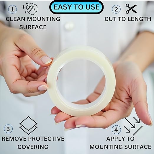 Double Sided Mounting Tape Heavy Duty Nano Two Sided Adhesive Strip Strong Magic Picture Poster Wall Hanging Decor Office Classroom Bubble Kit Transparent Removable Sticky Clear Stick Carpet 20 Feet
