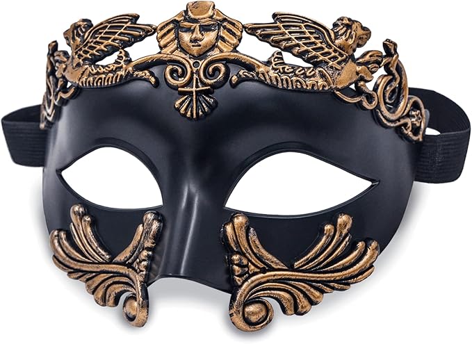 MYSEUNI Masquerade Mask for Men - Roman Greek Mask - Venetian Half Face Mask for Mascarade Ball Mardi Gras Halloween Party