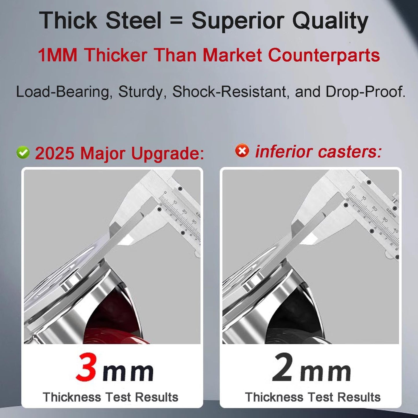 4 inch Casters Load 2400lbs -Includes 2 Sets of Adaptive Screws -Lockable Bearing Plate Heavy Duty Caster with Brakes, 360-degree Swivel for Furniture and Workbench Cart, Set of 4