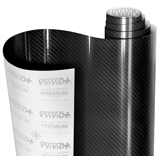 VViViD Super Gloss Black Carbon Fiber Tek Art 12 Inches x 60 Inches 5yr Outdoor/Interior Realistic Carbon Design Vinyl Wra...