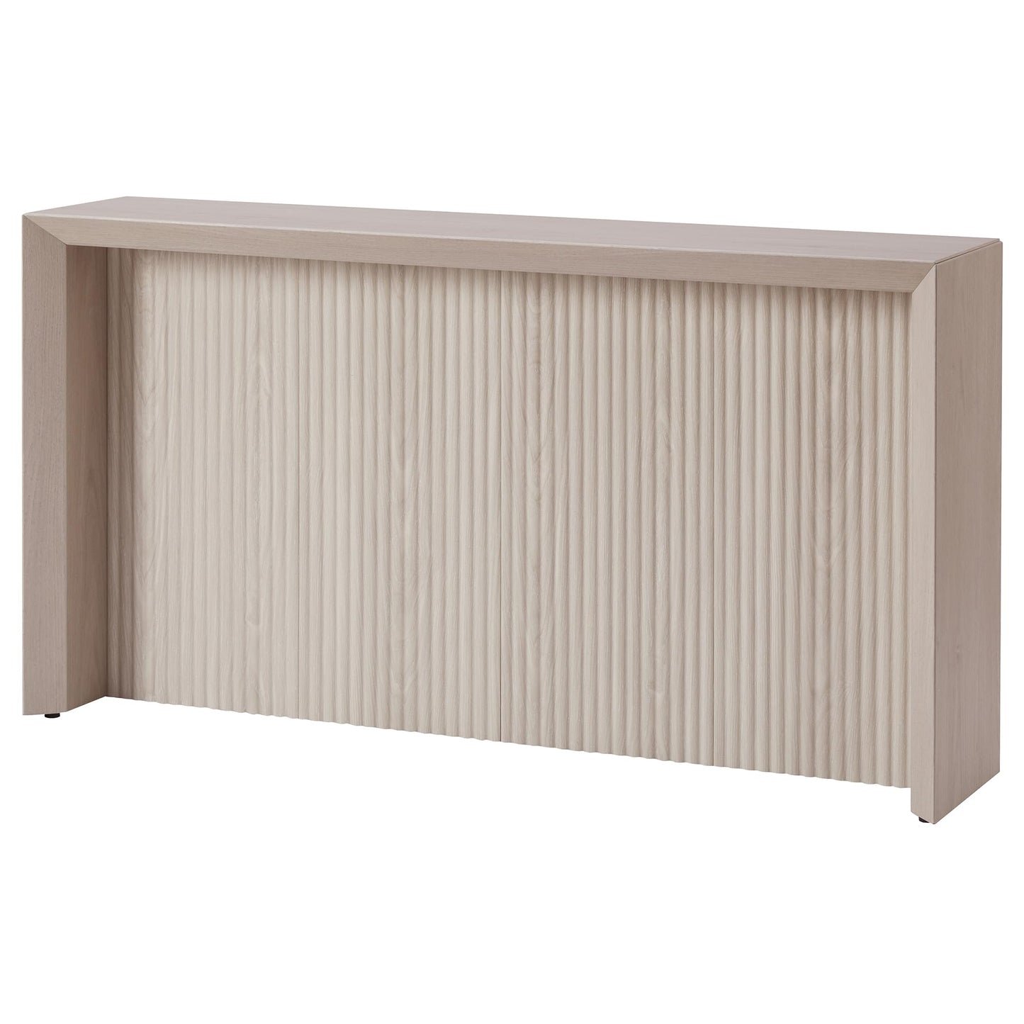 Henn&Hart 56" Fluted Wooden Rectangular Console Table Ribbed Entryway Table, Sofa Table for Entryway, Living Room, Couch, Hallway, or Office, Beech White