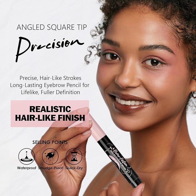 Eyebrow Pencils for Women, Liquid Microblading Eyebrow Pen with Square Angled Brush & Ultra-Fine Precision Tip – Natural Hair-Like Strokes, Waterproof, Smudge-Proof & Long-Lasting, Easy to Use (Black)