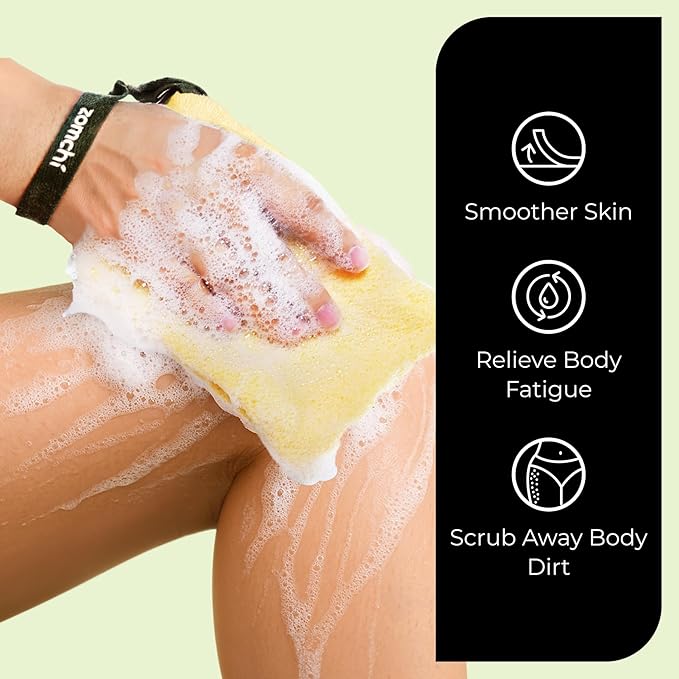 ZOMCHI Bar Soap Saver Bag with Different Roughness, Exfoliating Soap Bag, Soap Pouch for Body Wash (2 Pieces, Yellow)