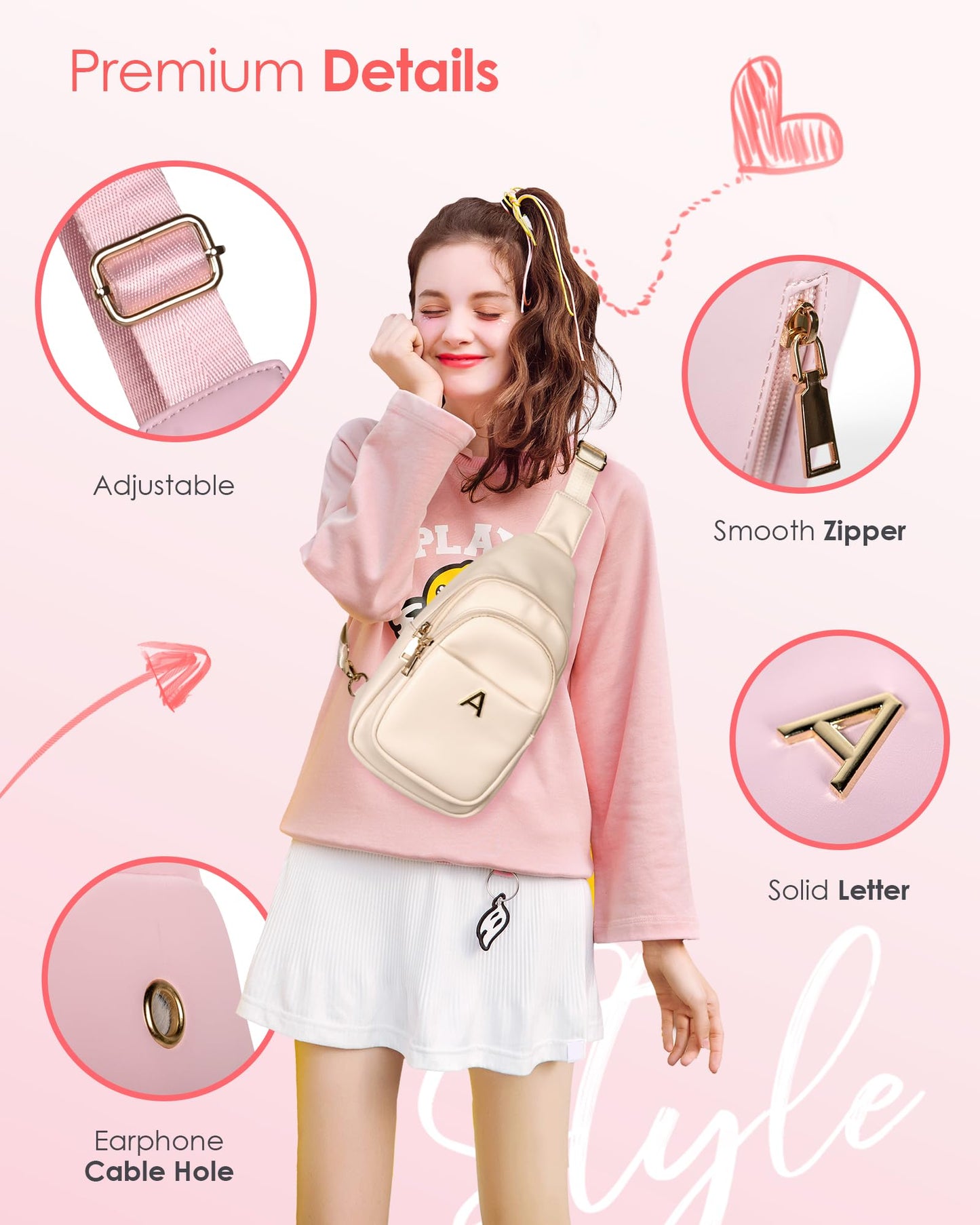 Freesya Gifts for 8-10, 11-14, 15-19 Year Old Girls, Personalized Sling Bag, Teen Girl Gifts Trendy Stuff, Monogram Gifts, Birthday Gifts for Teen Girls, Crossbody Shoulder Purse, Travel Essentials