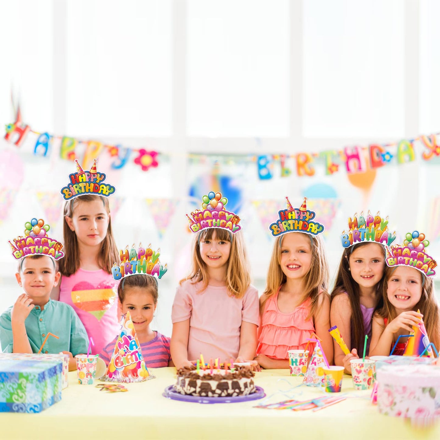 KKBES 12 Pack Party Headbands, Paper Hats for Adults and Kids, 3 Patterns