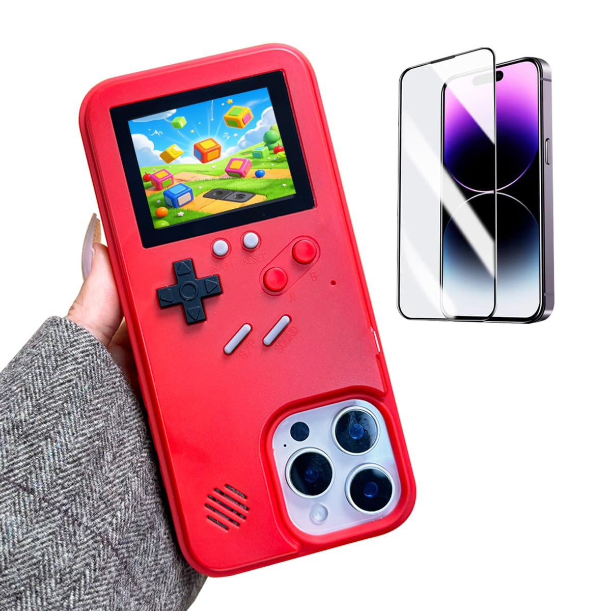 ERAKOLE Game Phone Case for iPhone 13 Retro Video Game Cover Funny Playable Design, Shockproof Protective Gamer Case for iPhone,