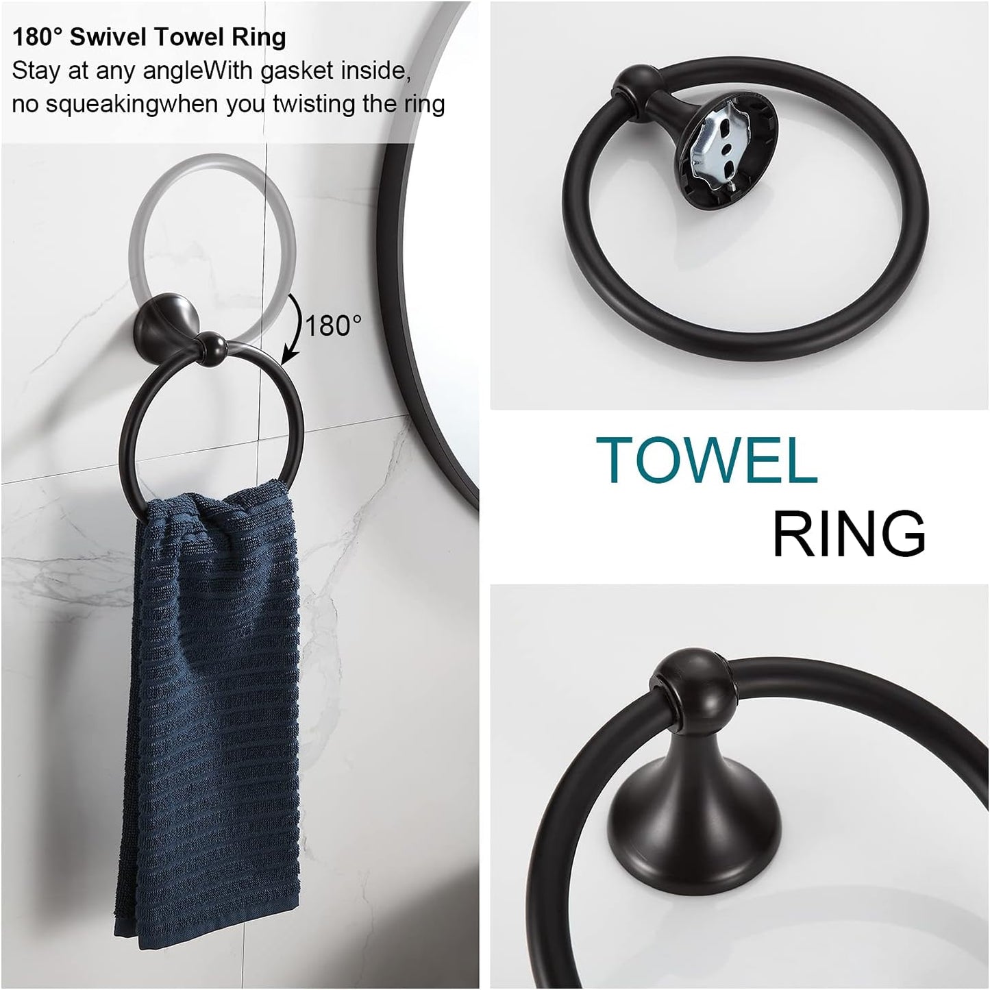 BGL Bathroom Hardware Set Oil-Rubbed Bronze Bath Towel Bars Adjustable Expandable Bathroom Accessory Set Towel Racks 8-Pieces Wall Mount