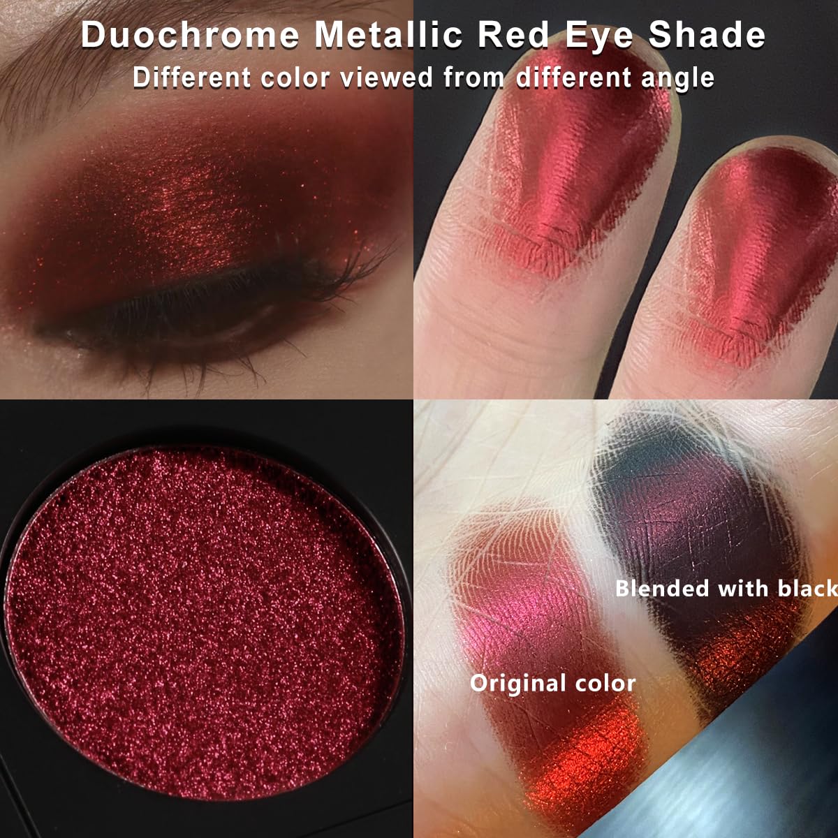 Afflano Gothic Red Makeup Eyeshadow Palette, Matte White Black Red Eye shadow, Ultra-Pigmented Chrome Red Glitter Eyeshadow, Int