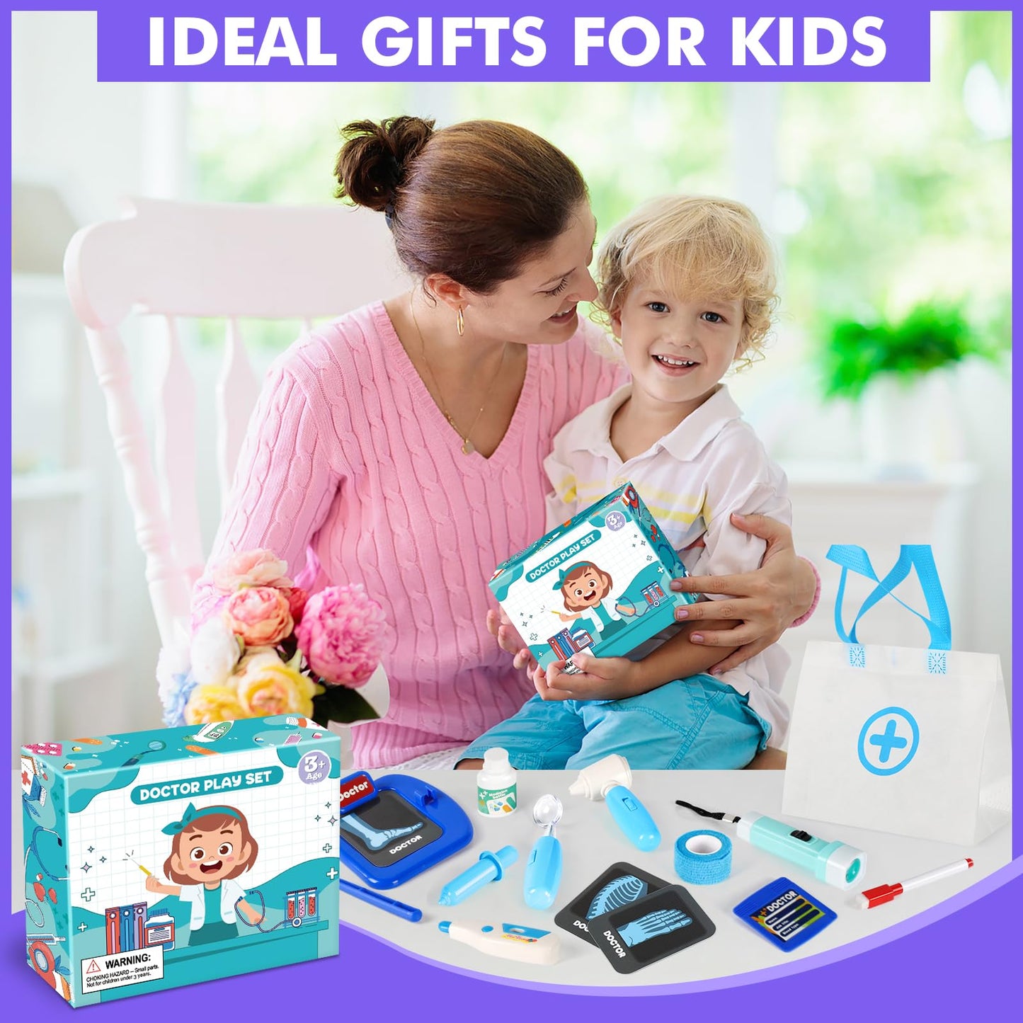 IVENRXIU Doctor Kit for Kids, 15 Pcs Doctor Kit for Toddlers 3-5, Kids Doctors Play Set with Real Stethoscope, Medical Bag, Pretend Play Toys for Boys Girls, Halloween Christmas Birthday Gifts