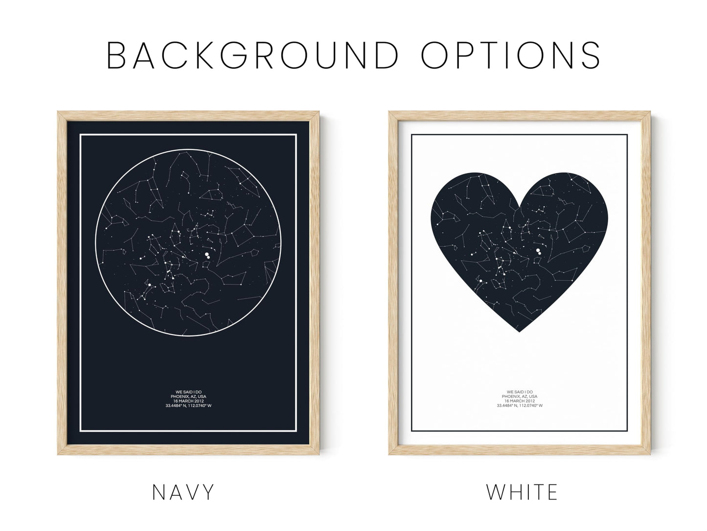 HAUS AND HUES Custom Star Map Poster with Frame - Personalized Night Sky Celestial Print - Unique Mother's Day Gift or for Wedding, Newlyweds, Anniversary, Birthdays, Engagements - Gift for Her