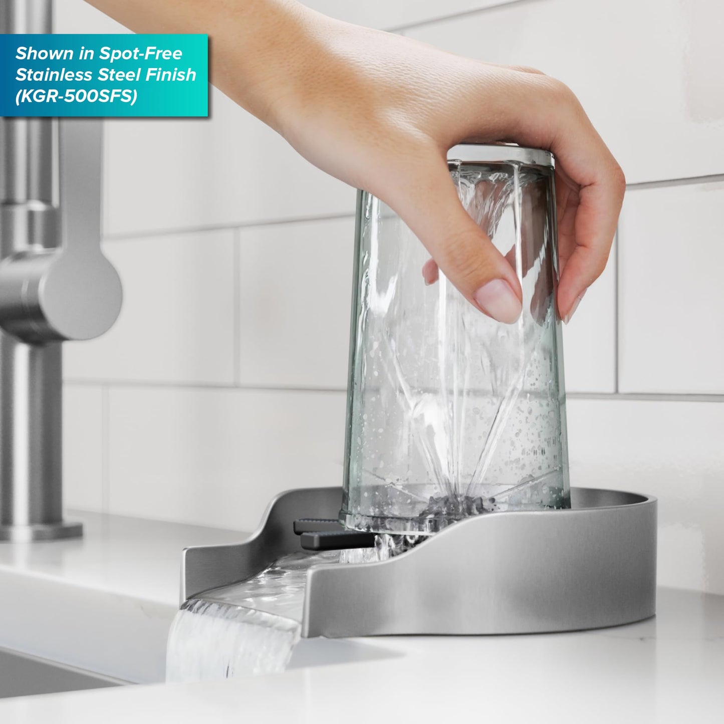 KRAUS CleanMate Glass Rinser for Kitchen Sink in Matte Black Color Finish, KGR-500MB